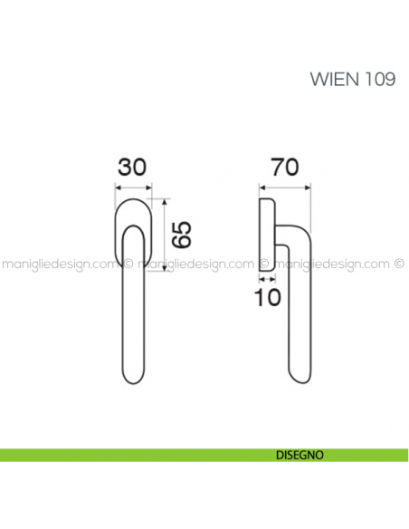 Maniglia per finestra martellina DK Wien Fimet Handles disegno
