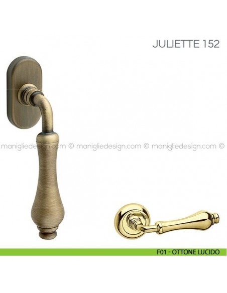 Maniglia per finestra martellina DK Juliette Fimet Handles F01 - Ottone Lucido
