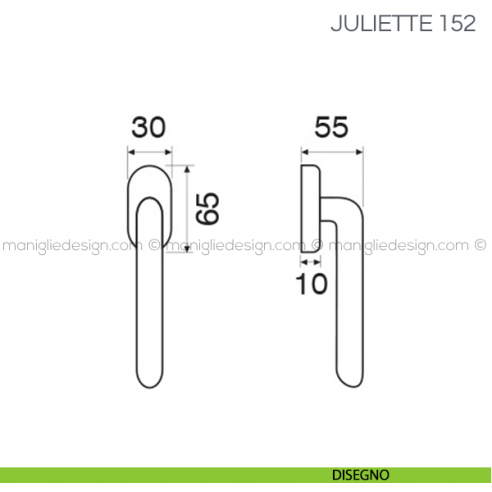Maniglia per finestra martellina DK Juliette Fimet Handles disegno