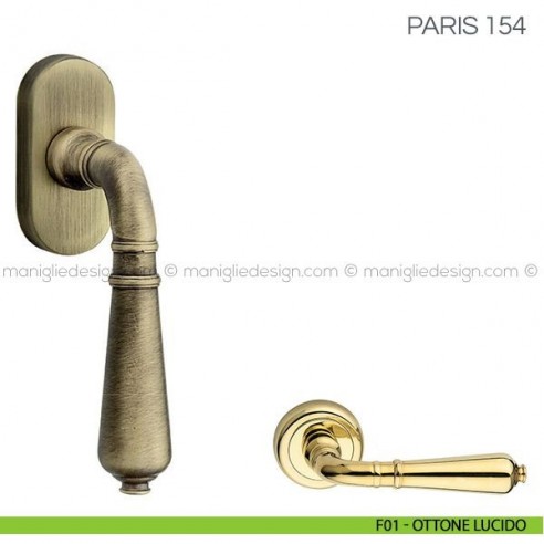Maniglia per finestra martellina DK Paris Fimet Handles F01 - Ottone Lucido
