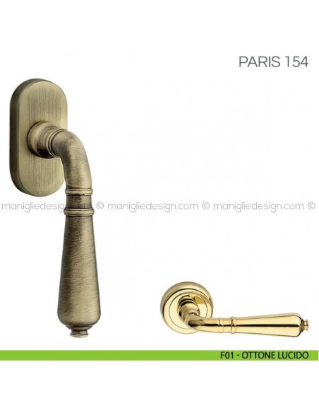 Maniglia per finestra martellina DK Paris Fimet Handles F01 - Ottone Lucido