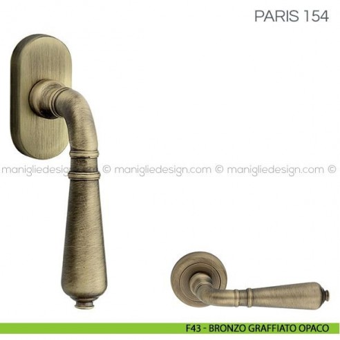 Maniglia per finestra martellina DK Paris Fimet Handles F43 - Bronzo Graffiato Opaco