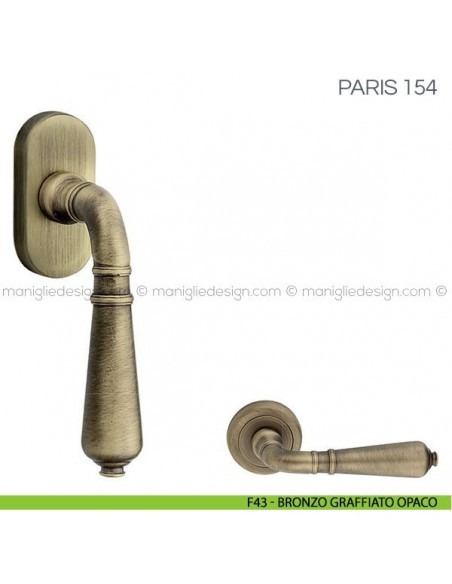 Maniglia per finestra martellina DK Paris Fimet Handles F43 - Bronzo Graffiato Opaco