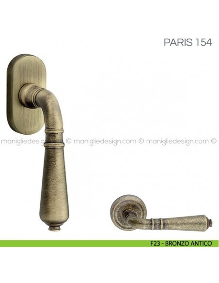 Maniglia per finestra martellina DK Paris Fimet Handles F23 - Bronzo Antico