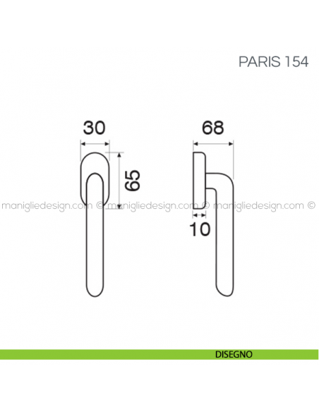 Maniglia per finestra martellina DK Paris Fimet Handles disegno