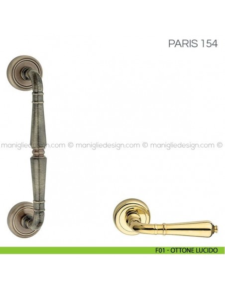 Maniglione per porta Paris Fimet Handles F01 - Ottone Lucido