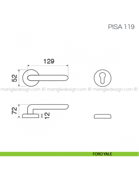 Maniglia per porta Pisa Fimet Handles foro yale