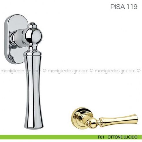 Maniglia per finestra martellina DK Pisa Fimet Handles F01 - Ottone Lucido