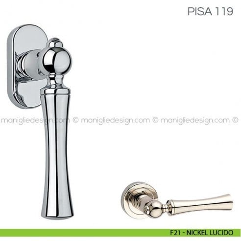Maniglia per finestra martellina DK Pisa Fimet Handles F21 - Nickel Lucido