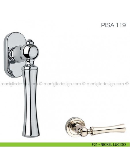 Maniglia per finestra martellina DK Pisa Fimet Handles F21 - Nickel Lucido
