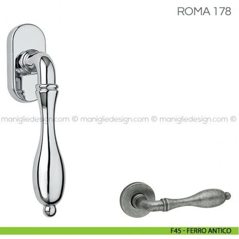 Maniglia per finestra martellina DK Roma Fimet Handles F45 - Ferro Antico