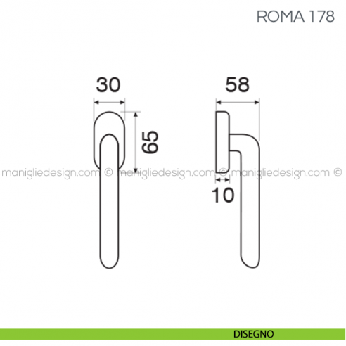 Maniglia per finestra martellina DK Roma Fimet Handles disegno