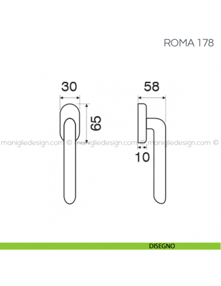 Maniglia per finestra martellina DK Roma Fimet Handles disegno