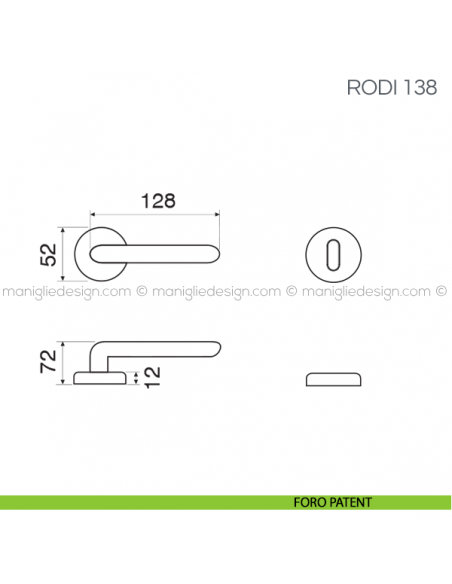 Maniglia per porta Rodi Fimet Handles foro patent