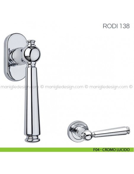 Maniglia per finestra martellina DK Rodi Fimet Handles F04 - Cromo Lucido