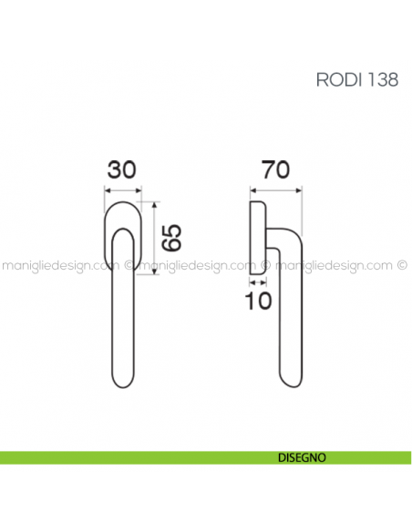 Maniglia per finestra martellina DK Rodi Fimet Handles disegno