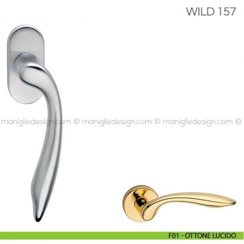 Maniglia per finestra martellina DK Wild Fimet Handles F01 - Ottone Lucido