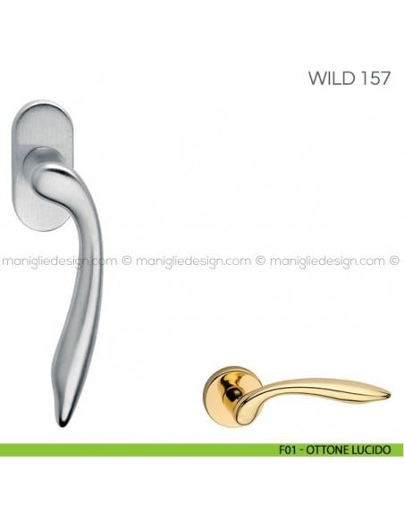 Maniglia per finestra martellina DK Wild Fimet Handles F01 - Ottone Lucido