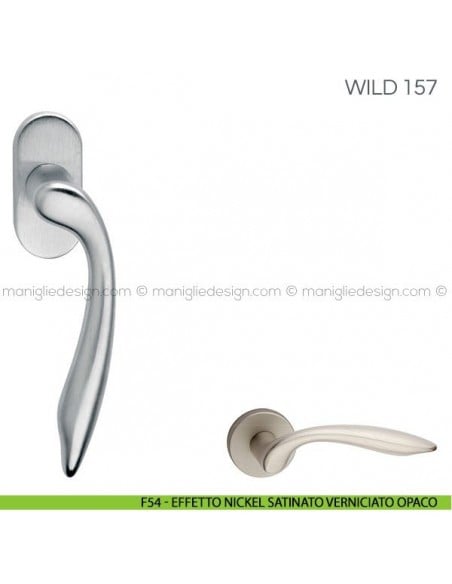 Maniglia per finestra martellina DK Wild Fimet Handles F54 - Effetto Nickel Satinato Verniciato Opaco