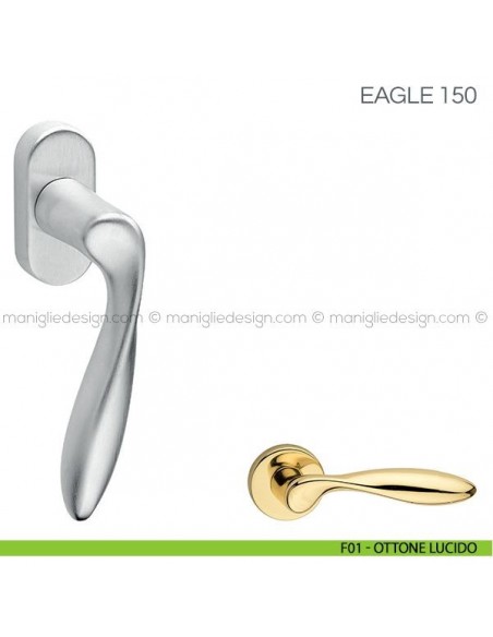 Maniglia per finestra martellina DK Eagle Fimet Handles F01 - Ottone Lucido