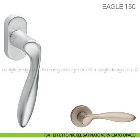 Maniglia per finestra martellina DK Eagle Fimet Handles F54 - Effetto Nickel Satinato Verniciato Opaco