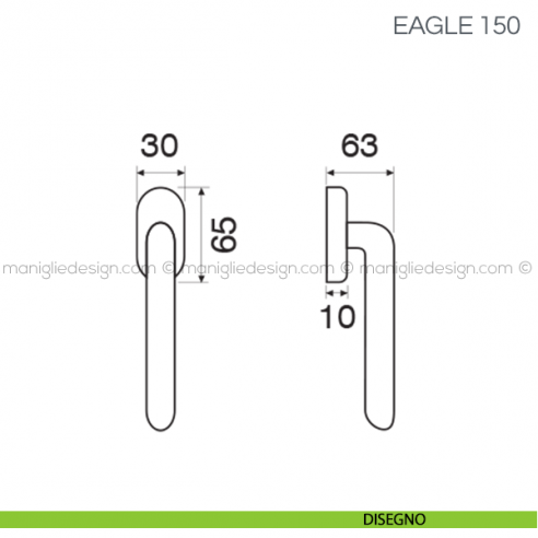 Maniglia per finestra martellina DK Eagle Fimet Handles disegno