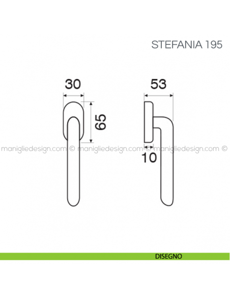 Maniglia per finestra martellina DK Stefania Fimet Handles disegno