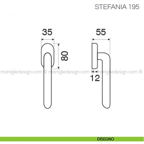 Maniglia per infissi martellina DK Stefania Fimet Handles disegno