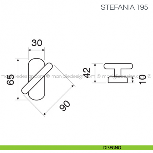 Maniglia martellina per finestra Stefania Fimet Handles disegno