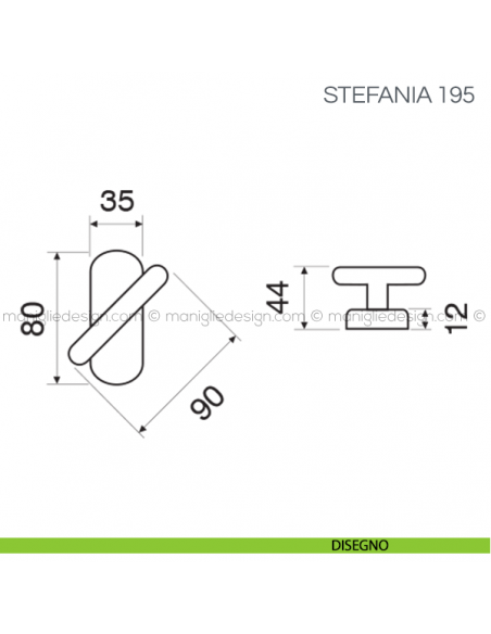 Maniglia martellina per infissi Stefania Fimet Handles disegno