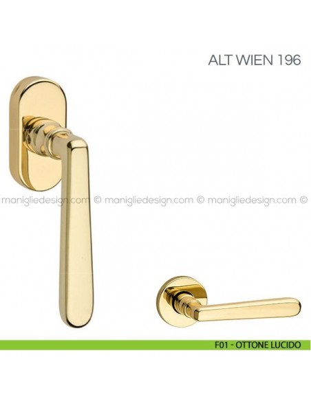 Maniglia per finestra martellina DK Alt Wien Fimet Handles F01 - Ottone Lucido