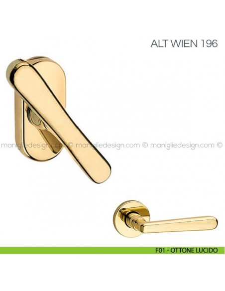 Maniglia martellina per finestra Alt Wien Fimet Handles F01 - Ottone Lucido