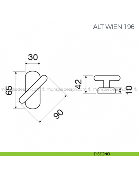 Maniglia martellina per finestra Alt Wien Fimet Handles disegno
