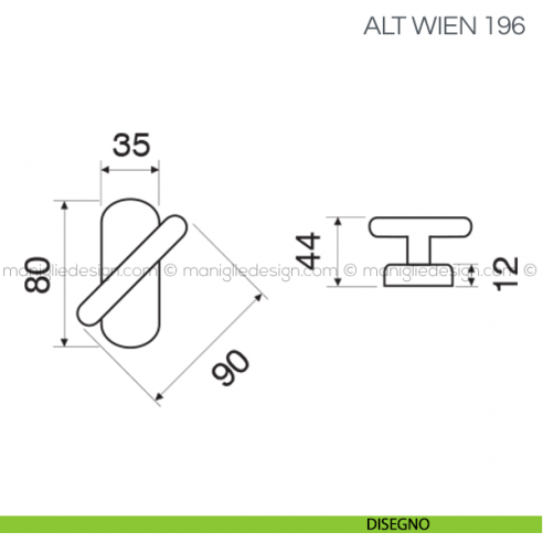 Maniglia martellina per infissi Alt Wien Fimet Handles disegno