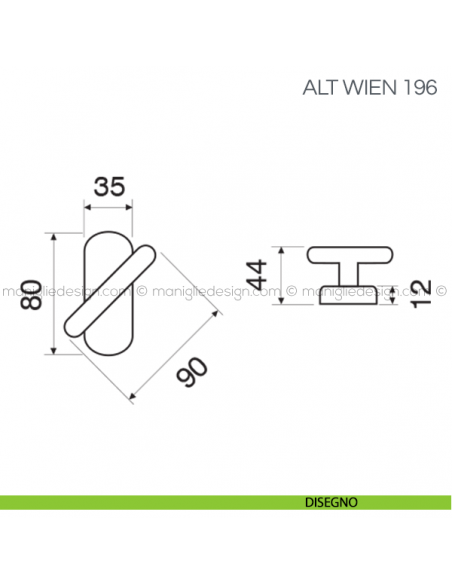 Maniglia martellina per infissi Alt Wien Fimet Handles disegno