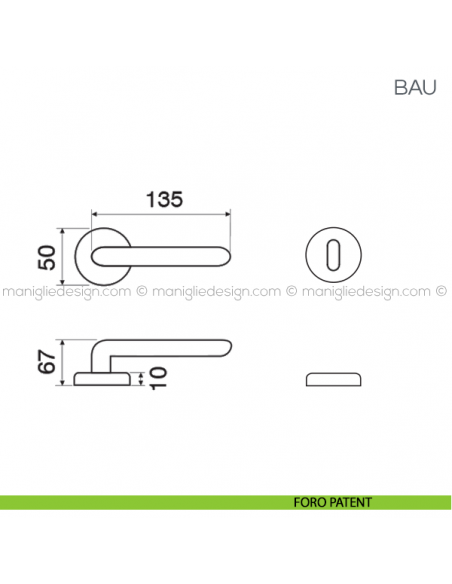 Maniglia in pelle per porta Bau Fimet Handles rosetta tonda foro patent