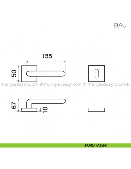 Maniglia con pelle per porta Bau Fimet Handles rosetta quadrata foro patent