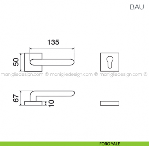 Maniglia con pelle per porta Bau Fimet Handles rosetta quadrata foro yale