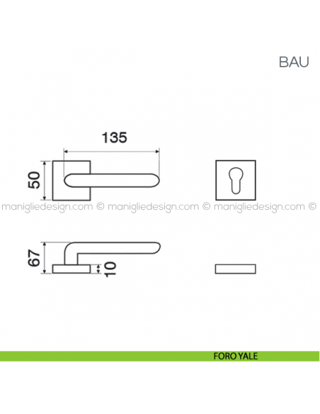 Maniglia con pelle per porta Bau Fimet Handles rosetta quadrata foro yale