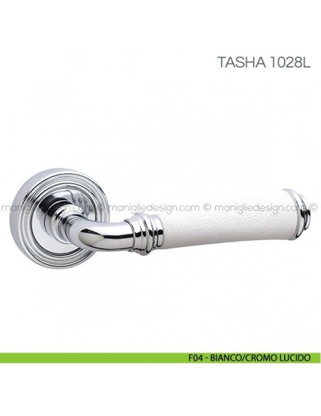 Maniglia con impugnatura in pelle per porta Tasha Fimet Handles F04 - Bianco/Cromo Lucido
