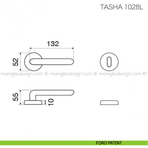 Maniglia con impugnatura in pelle per porta Tasha Fimet Handles foro patent