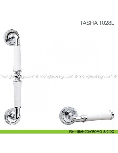 Maniglione con pelle per porta Tasha Fimet Handles F04 - Bianco/Cromo Lucido