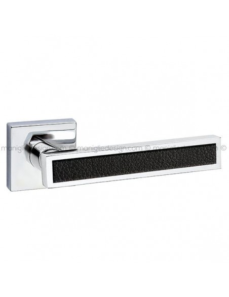 Maniglia con inserto in pelle per porta Square Fimet Handles