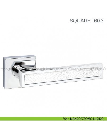 Maniglia con inserto in pelle per porta Square Fimet Handles F04 - Bianco/Cromo Lucido