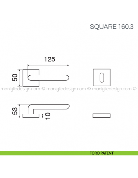 Maniglia con inserto in pelle per porta Square Fimet Handles foro patent