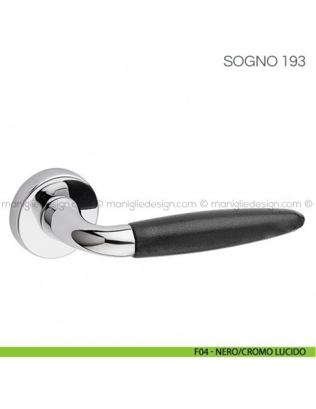 Maniglia con impugnatura in pelle per porta Sogno Fimet Handles F04 - Nero/Cromo Lucido