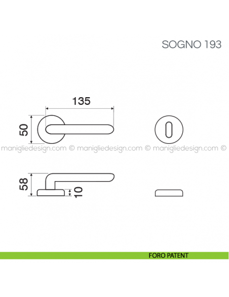 Maniglia con impugnatura in pelle per porta Sogno Fimet Handles foro patent