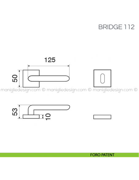 Maniglia in pelle per porta Bridge Fimet Handles rosetta quadrata foro patent