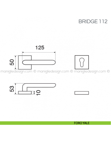 Maniglia in pelle per porta Bridge Fimet Handles rosetta quadrata foro yale