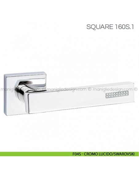 Maniglia Swarovski per porta Square Fimet Handles F04S - Cromo Lucido/Swarovski